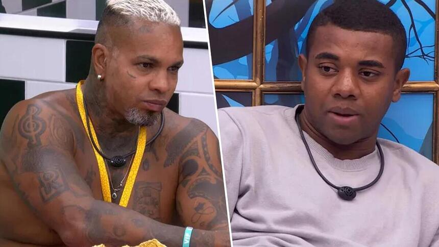 Rodriguinho e Davi em uma montagem no BBB 24