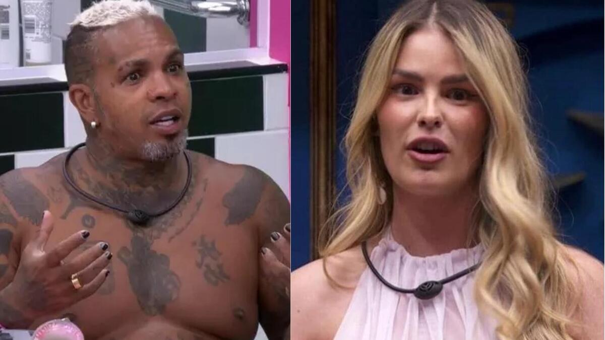Rodriguinho e Yasmin em uma montagem no BBB 24
