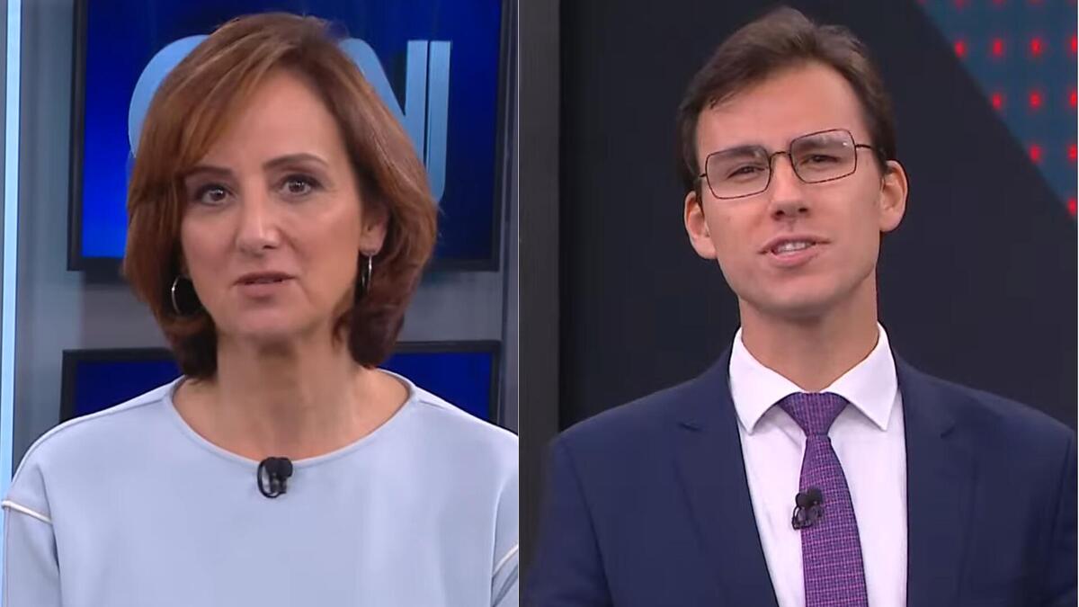 Thais Herédia e Stêvão Limana em uma montagem no CNN Prime Time