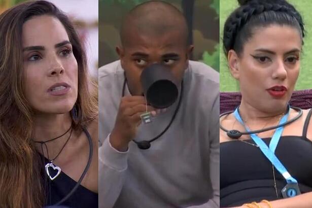 Wanessa, Davi e Fernanda em uma montagem no BBB 24