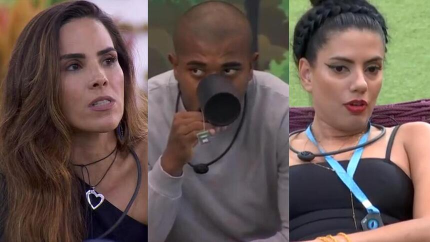 Wanessa, Davi e Fernanda em uma montagem no BBB 24