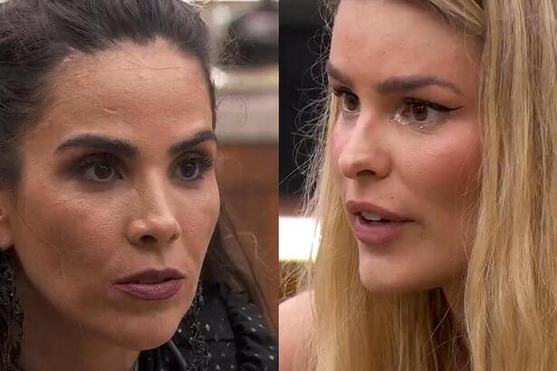 Wanessa Camargo olha para Yasmin Brunet na cozinha do BBB 24