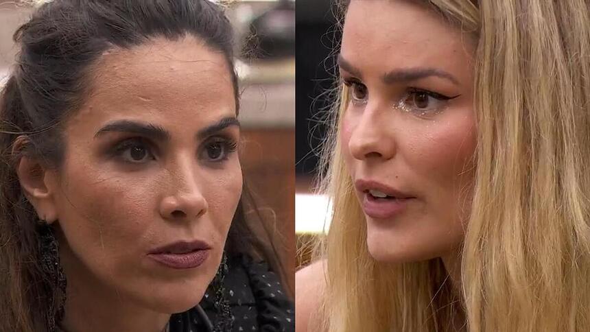 Wanessa Camargo olha para Yasmin Brunet na cozinha do BBB 24