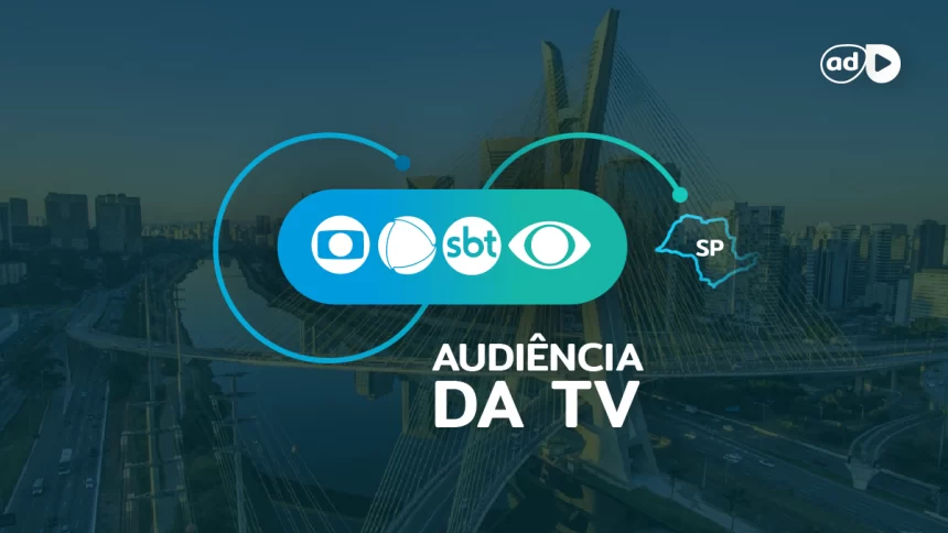 Arte gráfica dos consolidados de audiência da TV Globo, Record, SBT e Band em São Paulo