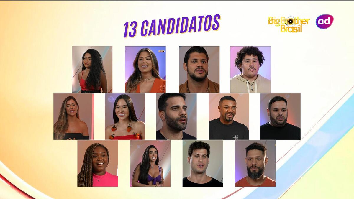 Montagem com os 13 candidatos a vaga do BBB 24
