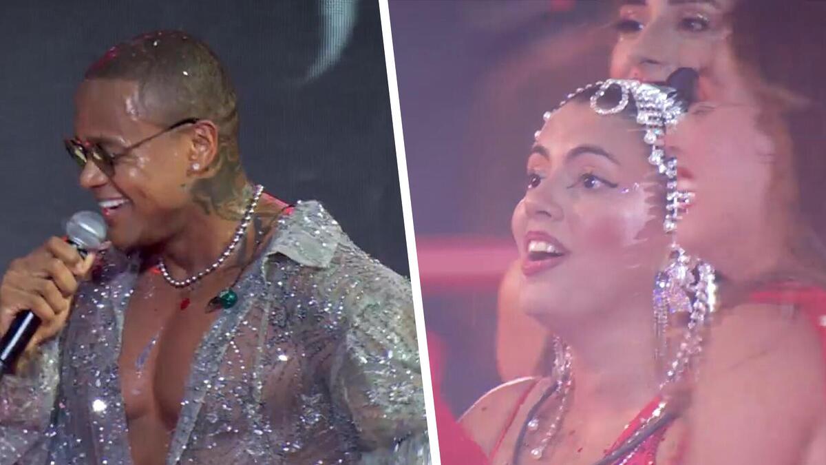 Léo Santana canta sorrindo na festa do BBB 24. Fernanda grita por atenção