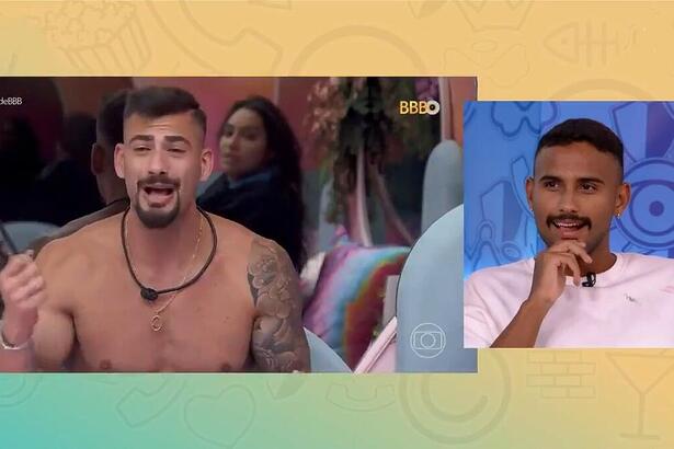 Lucaz Pizane de boca aberta assiste ao vídeo de Nizam conversando com Vanessa