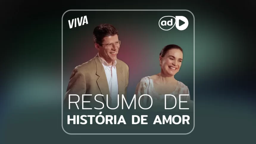 Arte de divulgação do resumo semanal da novela História de Amor, exibida no canal Viva