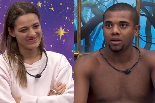 Beatriz e Davi em uma montagem no BBB 24