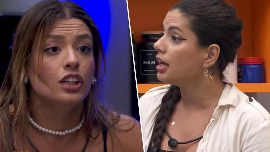 Beatriz e Fernanda em montagem com trechos da treta no BBB 24