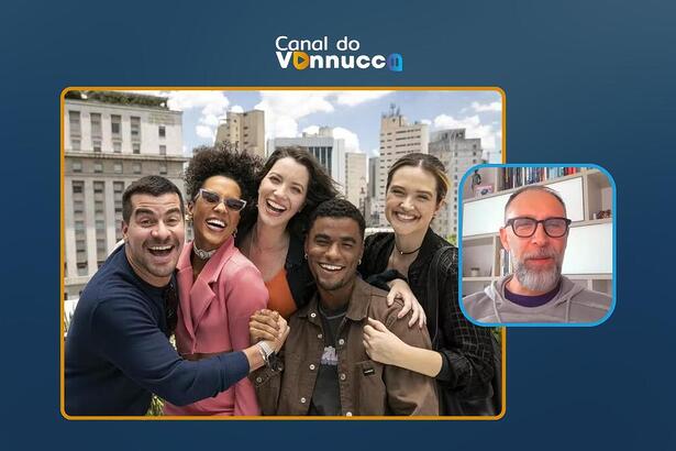 Atores de Família é Tudo na Globo nos bastidores de gravação