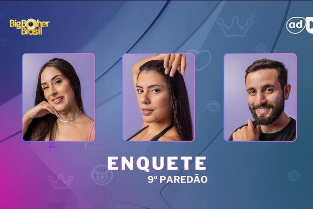 Deniziane, Fernanda e Matteus na arte da enquete do 9º Paredão do BBB 24