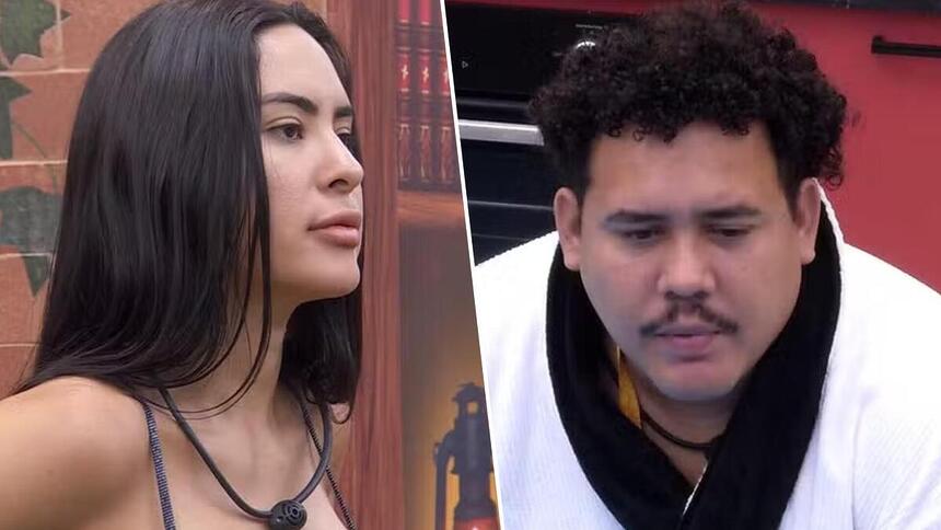 Isabelle e Lucas Henrique em uma montagem no BBB 24