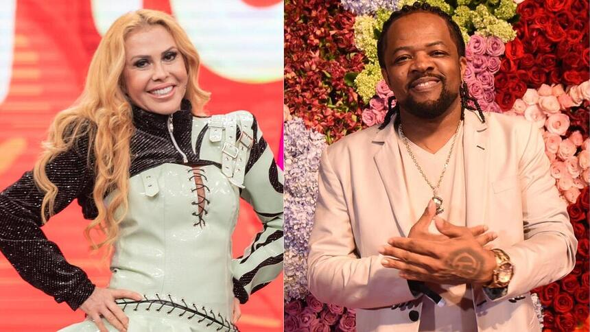 Joelma e Xande de Pilares em uma montagem