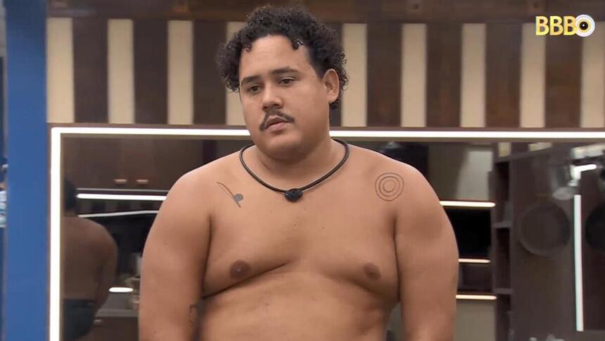 Lucas Henrique em conversa na cozinha do BBB 24