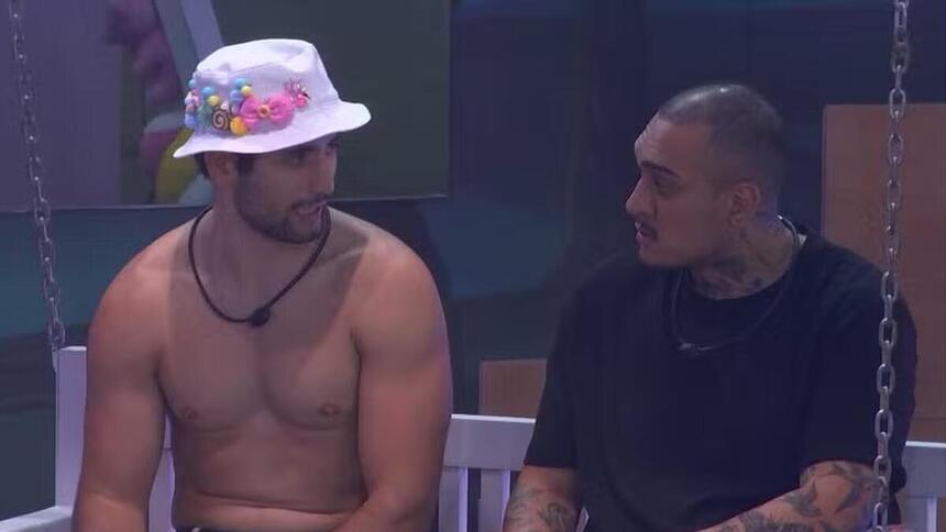 Mattteus e MC Bin Laden em conversa na festa do BBB 24