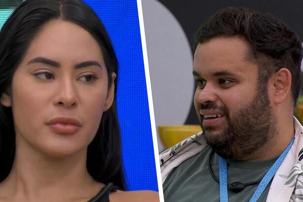 Isabelle olha para Michel no Almoço do Anjo do BBB 24