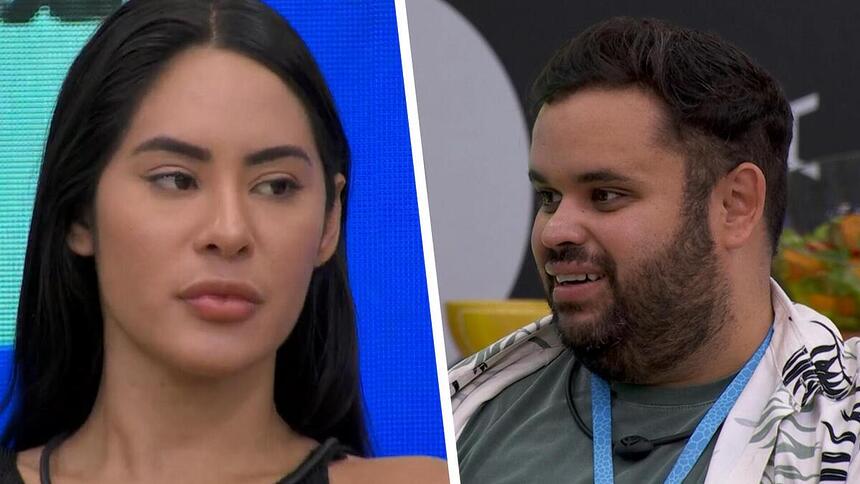 Isabelle olha para Michel no Almoço do Anjo do BBB 24