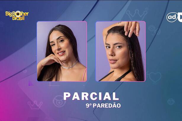 Deniziane e Fernanda na na arte de parcial da enquete do 9º paredão do BBB 24