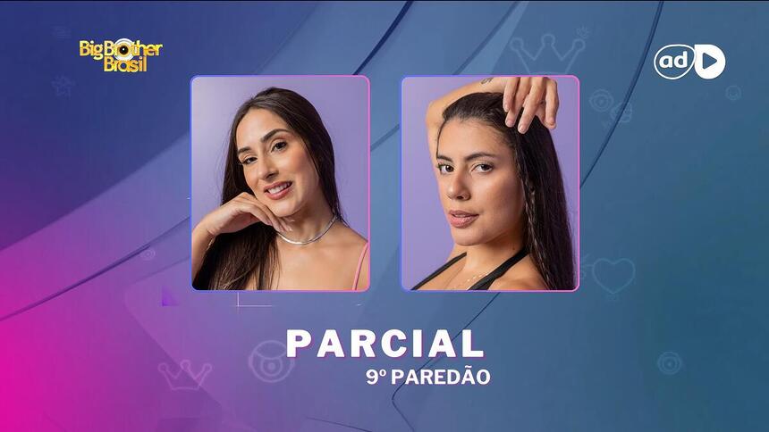 Deniziane e Fernanda na na arte de parcial da enquete do 9º paredão do BBB 24