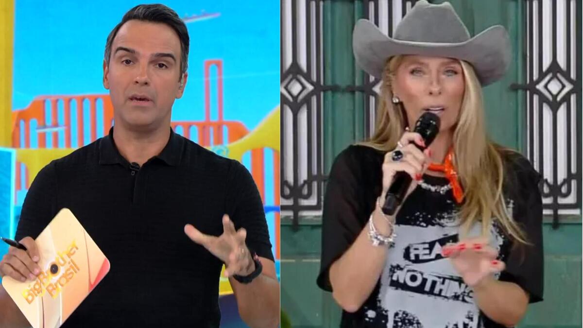 Tadeu Schmidt e Adriane Galisteu em uma montagem