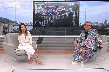 Mariana Gross e Milton Cunha no estúdio da Globo. o Rio de Janeiro