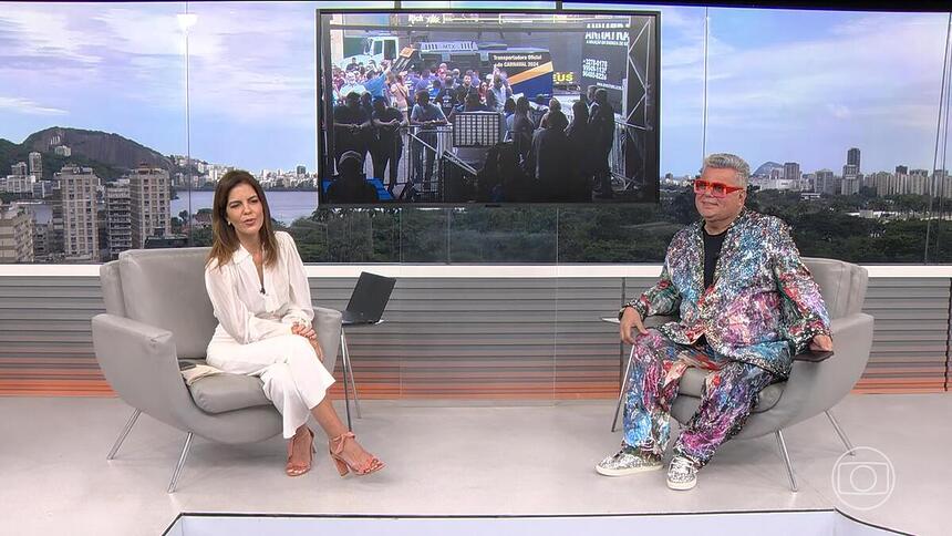 Mariana Gross e Milton Cunha no estúdio da Globo. o Rio de Janeiro