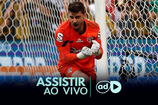 Goleiro Rafael na arte onde assistir ao jogo São Paulo x Santos, pelo Paulistão