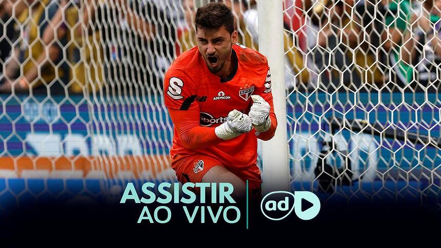 Goleiro Rafael na arte onde assistir ao jogo São Paulo x Santos, pelo Paulistão