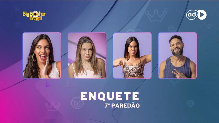 Alane, Beatriz, Isabelle e Juninho na arte da enquete do 7º Paredão do BBB 24