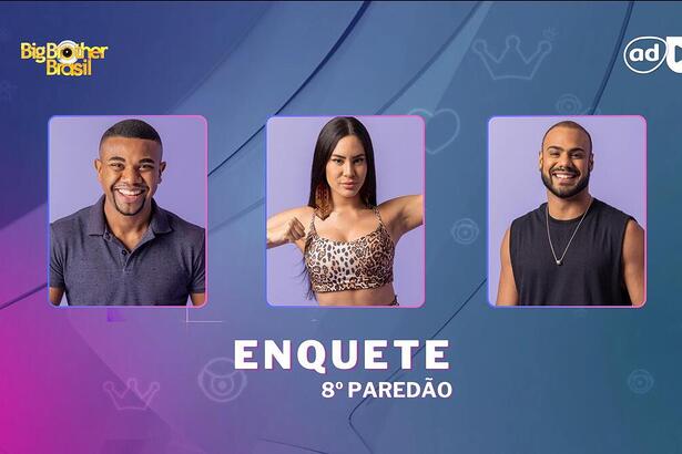 Davi, Isabell e Marcus Vinicius na arte da enquete do 8º Paredão do BBB 24