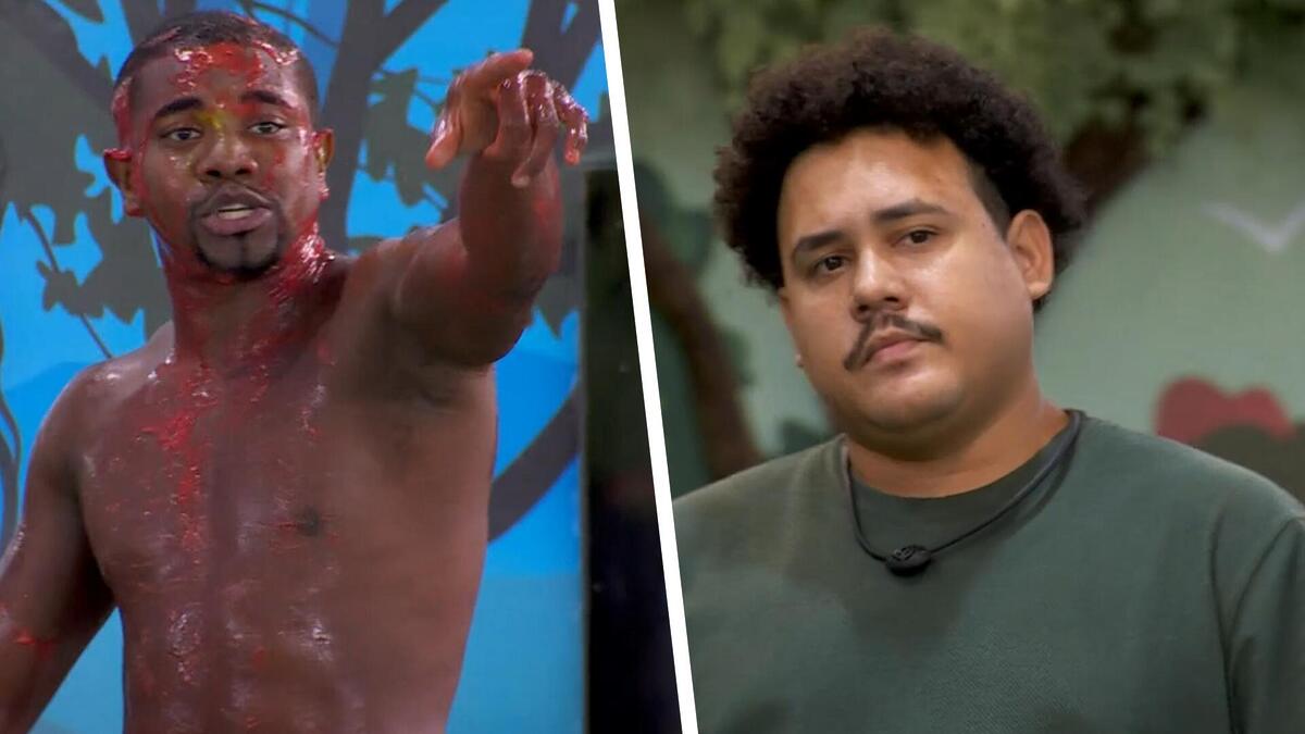 Davi aponta para Lucas no gramado do BBB 24