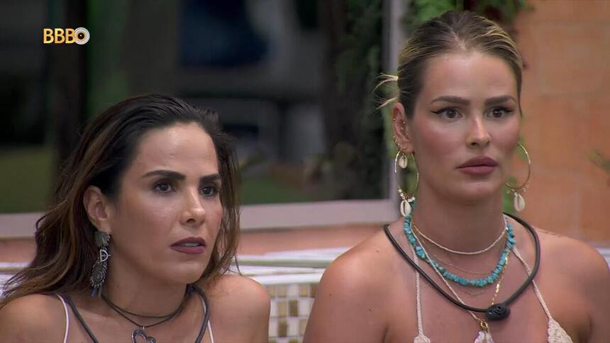 Wanessa Camargo e Yasmin Brunet na área externa do BBB 24