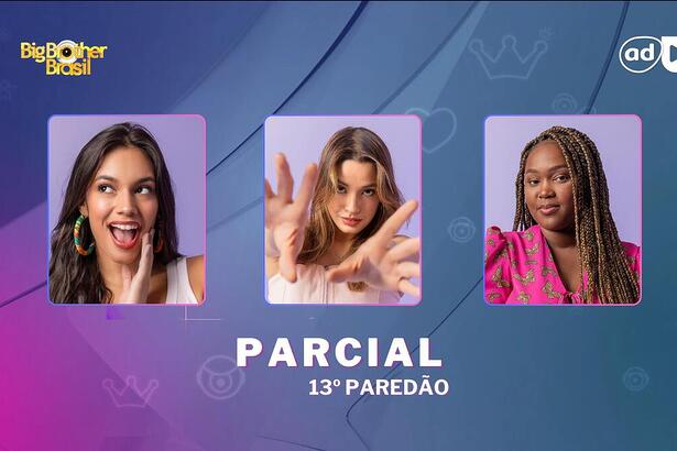 Alane, Beatriz e Raquele na arte de divulgação do 13 Paredão do BBB 24