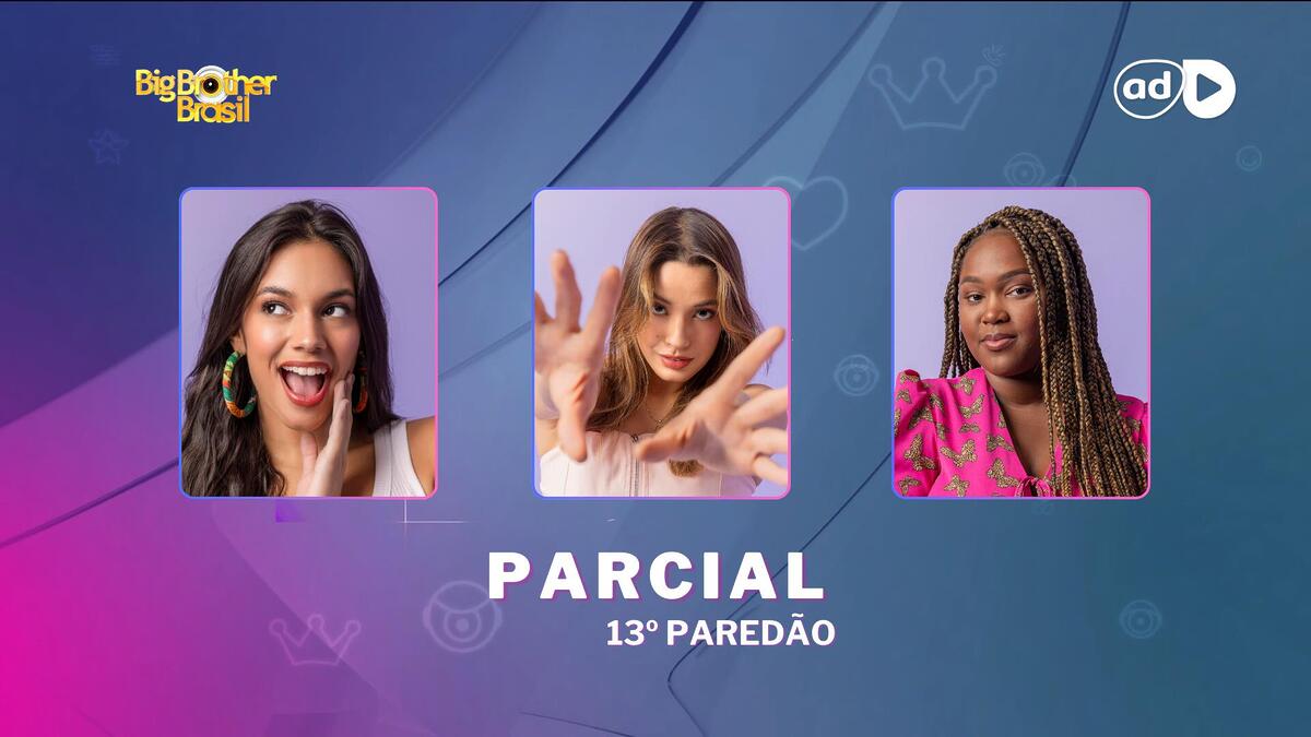 Alane, Beatriz e Raquele na arte de divulgação do 13 Paredão do BBB 24