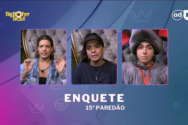 Beatriz, Fernanda e Giovanna na arte da enquete do 15º Paredão do BBB 24