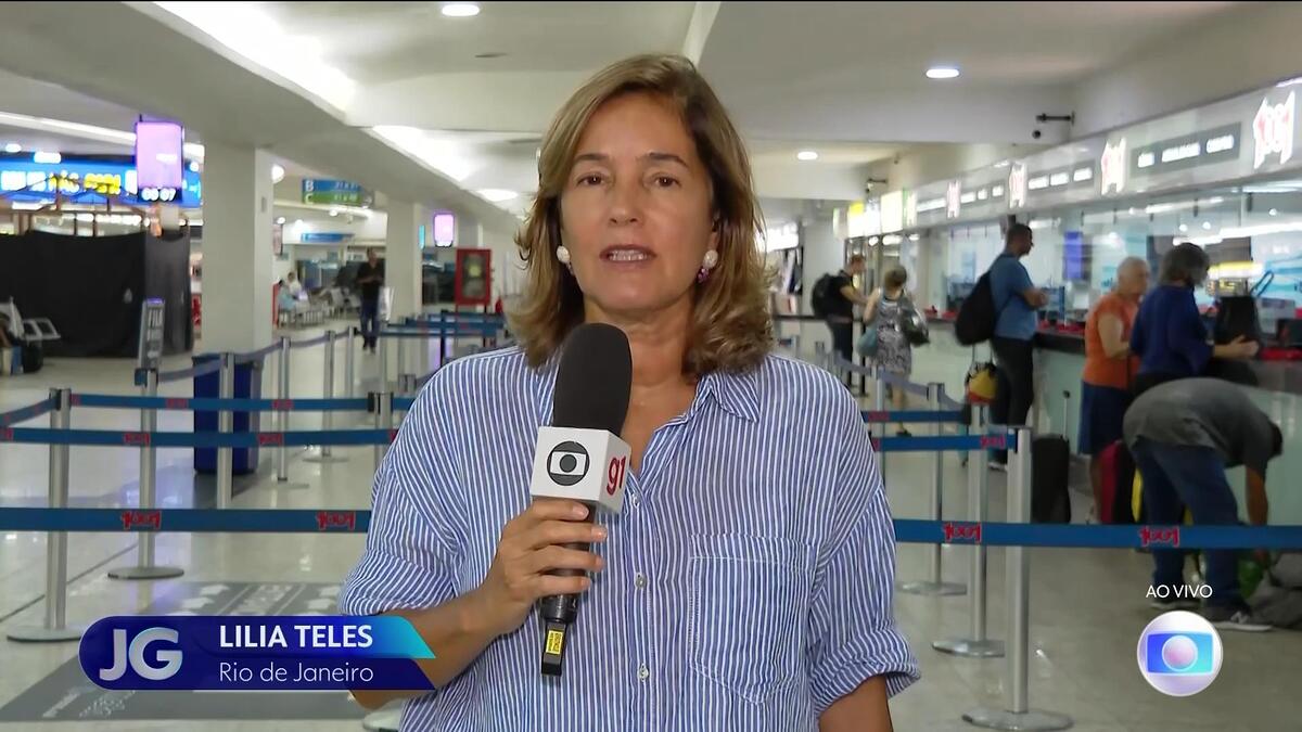 GC do novo Jornal da Globo na tela identificando a repórter Lilia Teles, no Rio de Janeiro