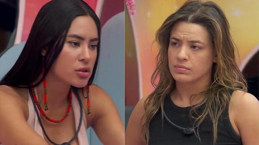 Isabelle e Beatriz em uma montagem no BBB 24