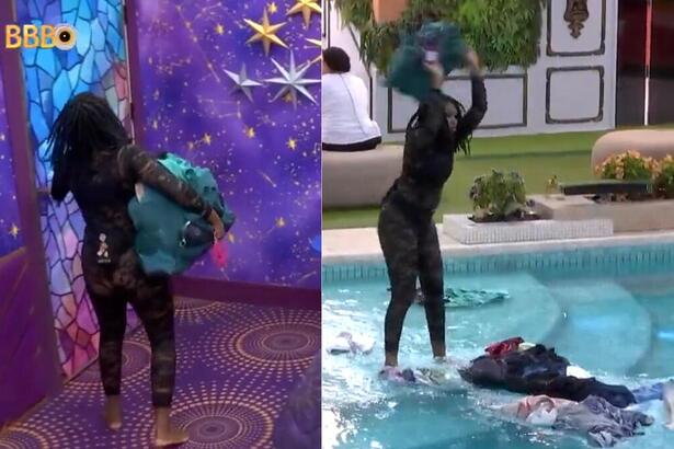 Leidy Elin jogou as roupas de Davi na piscina no BBB 24