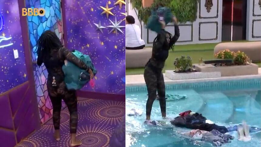 Leidy Elin jogou as roupas de Davi na piscina no BBB 24