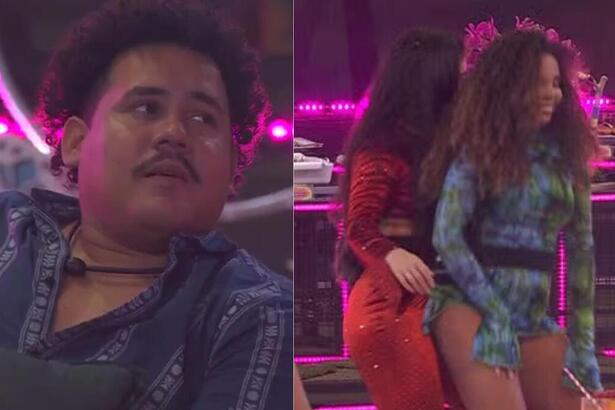 Lucas suspirando ao ver Giovanna e Pitel dançando no BBB 24