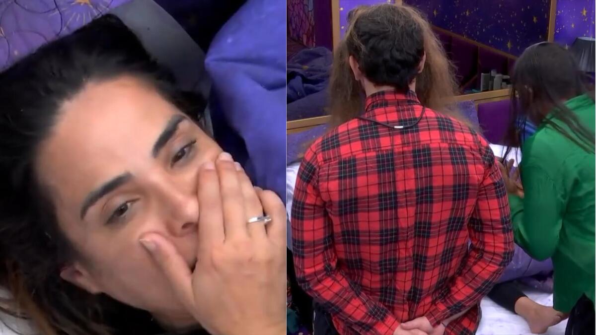 Matteus e Davi assustando Wanessa no Quarto Magia do BBB 24