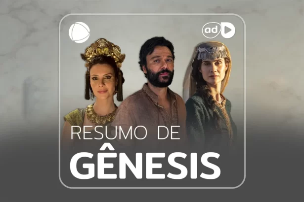 Protagonistas de Gênesis na arte do resumo da novela