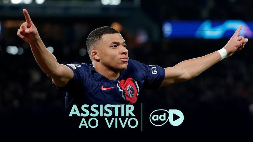 Mbappé na arte onde assistir ao jogo Real Sociedad x PSG, pela Liga dos Campeões