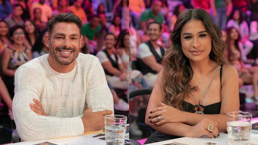 Cauã Reymond e Simone Mendes na bancada de jurados do Dança dos Famosos do Caldeirão