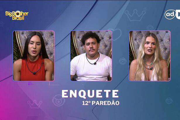 Isabelle, Lucas Henrique e Yasmin Brunet na arte da enquete do 12º Paredão