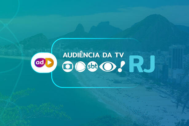 Arte de divulgação dos dados consolidados de audiência da TV do Rio de Janeiro com o logo da TV Globo, Record, SBT, Band e RedeTV