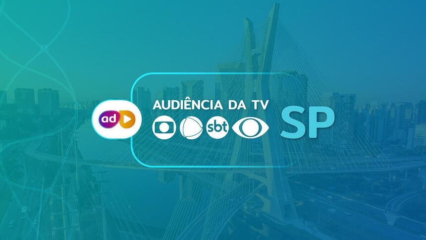 Arte gráfica dos consolidados de audiência da TV Globo, Record, SBT e Band em São Paulo