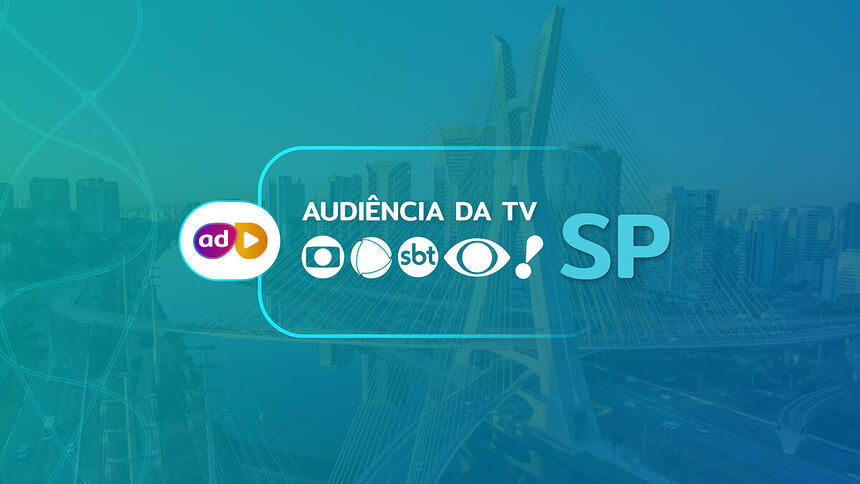 Arte gráfica dos consolidados de audiência da TV Globo, Record, SBT, Band e RedeTV em São Paulo