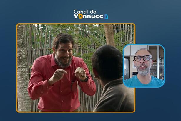 Cena da novela Renascer na arte da Coluna Do Vannucci ao vivo